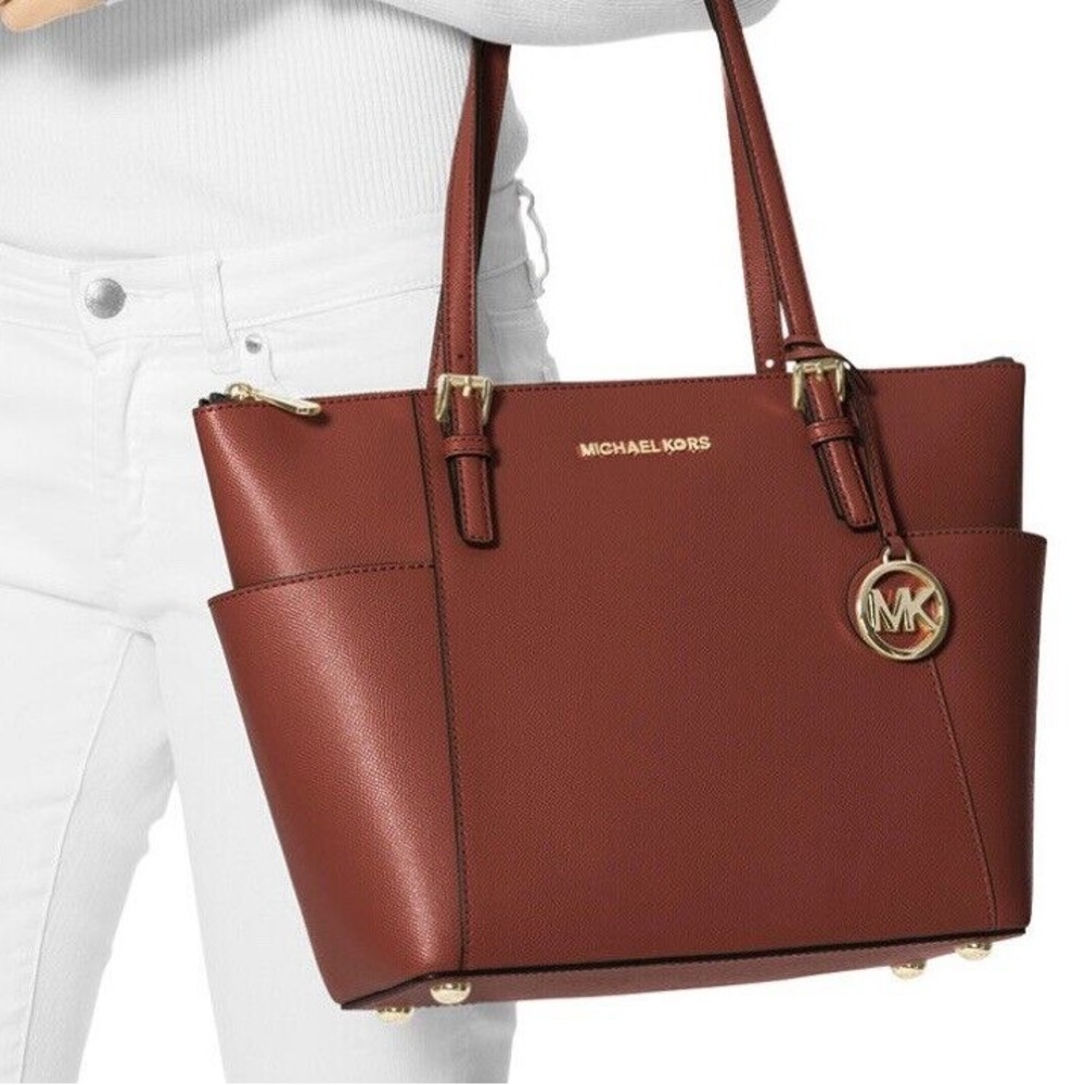 Michael Kors Jet Set Item Large East West Top Zip Tote Purse Brandi